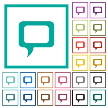 Empty comment bubble flat color icons with quadrant frames Stock Illustration