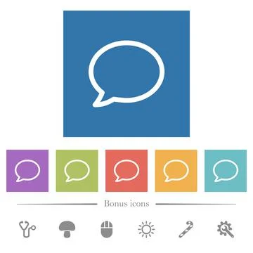Empty comment bubble flat white icons in square backgrounds Stock Illustration