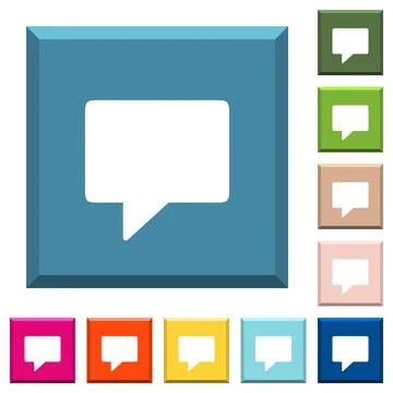 Empty comment bubble white icons on edged square buttons Stock Illustration