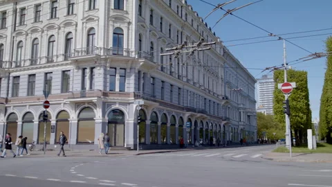 Empty commercial spaces and closed shops reflect economic downturn in the EU. Stock Footage 309553947