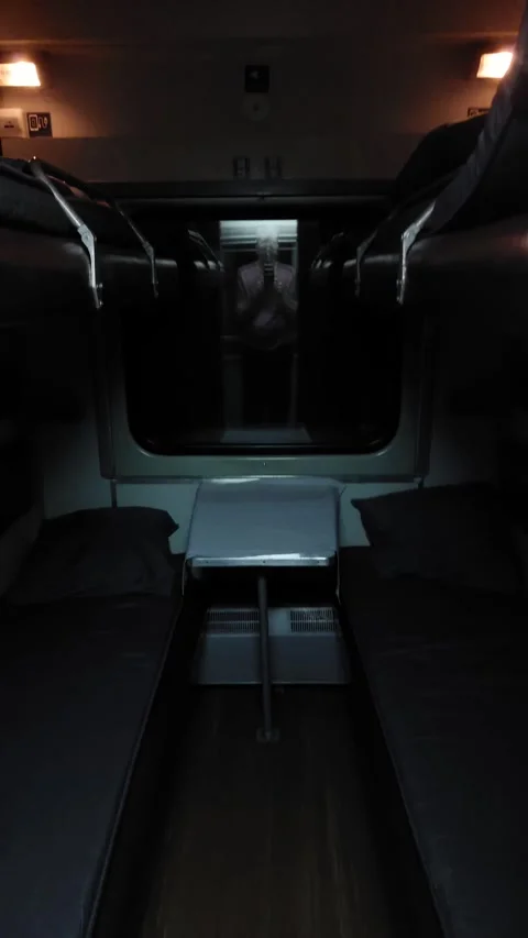 An empty compartment of a Russian Railways train at night 動画素材 264428962