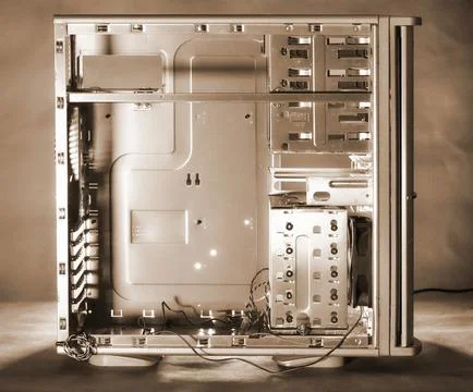 Empty Computer Case Interior Ready For Custom PC Assembly 库存照片