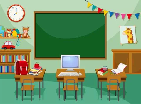 A empty computer classroom Stock Illustration
