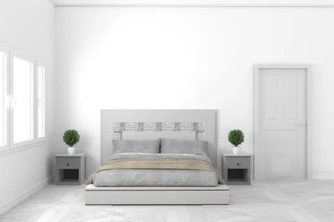 Empty concept - Beautiful white bed room empty style with white floor and wal Stock Illustration