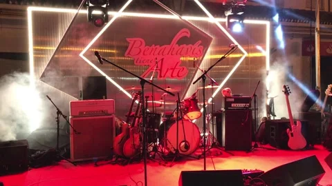 Empty concert stage with light park Stock Footage 132780103