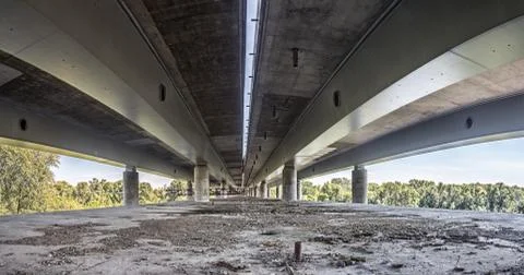 Empty concrete bridge construction panorama Stock Photos