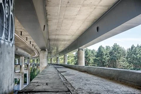 Empty concrete bridge construction Stock Photos
