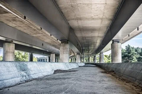 Empty concrete bridge construction Foto stock