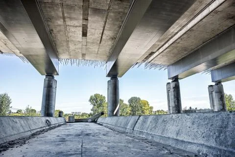 Empty concrete bridge construction Stock Photos