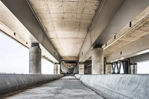 Empty concrete bridge construction Stock Photos