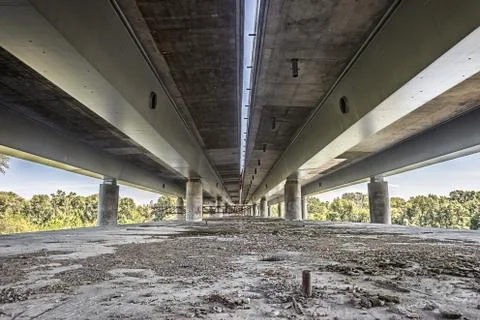Empty concrete bridge construction Stock Photos