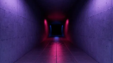 Empty concrete corridor with pink and blue neon lights Stock Illustration