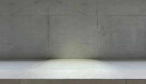 Empty concrete desk with wall 3D rendering Stock Illustration
