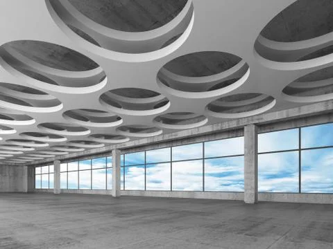 Empty concrete interior background, 3d render 스톡 일러스트