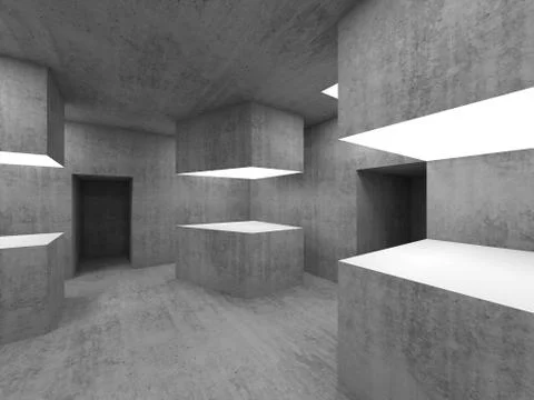 Empty concrete interior background, 3d room Stock Illustration