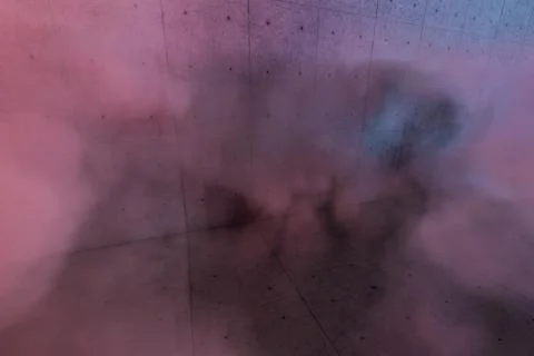 An empty concrete room filled with mist, 3d rendering Stock Illustration