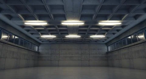 Empty Concrete Room Interior Stock Photos