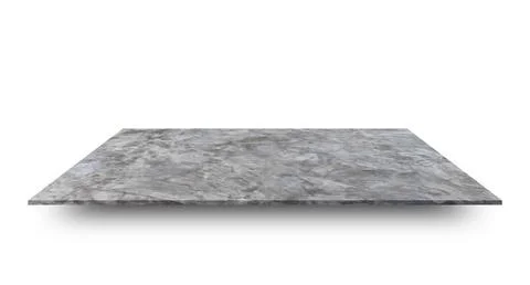 Empty concrete shelves table isolated on white background. For product displa Stock Photos