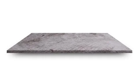 Empty concrete shelves table isolated on white background. For product displa Stock Photos