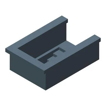 Empty concrete structure resembling building foundation in isometric view Ilustración de archivo