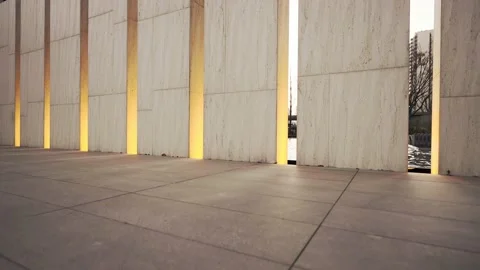 Empty concrete wall and brick floor by pool Stock Footage 194781071