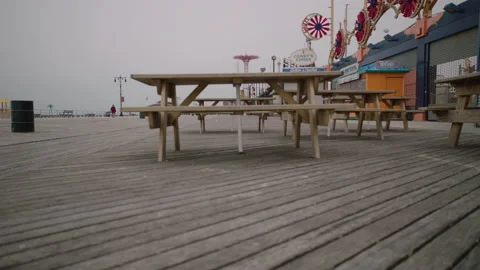 Empty Coney Island Boardwalk Stock Footage 130796853