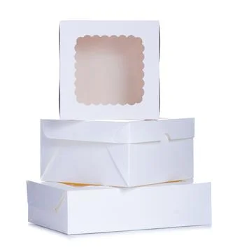 Empty confectionery boxes for cupcake cakes Stock Photos