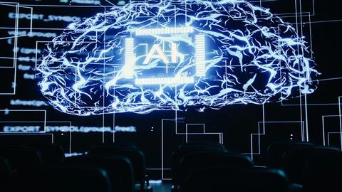 Empty conference hall for Artificial intelligence meeting focused on investment 스톡 일러스트