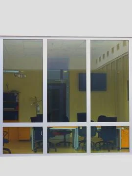 Empty conference room viewed through glass Stock Photos