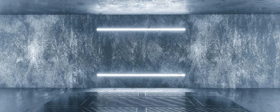 Empty conrete wall in concrete basement with staircase podium and futuristic イラスト素材