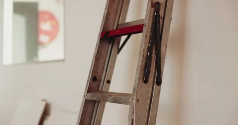 Empty, construction and ladder on building site for renovation project, repairs Stock Footage 341550236