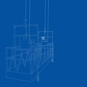 Empty construction elevator. 3d illustration 스톡 일러스트