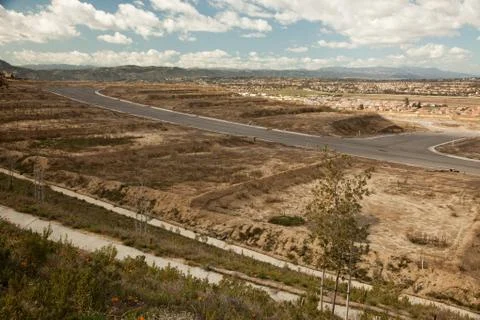 Empty Construction Lot On Hold During the U.S. Recession. Stock Photos