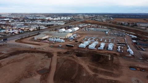 Empty Construction Site After Work Shift in Southeast Calgary Stock Footage 310284246