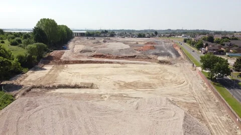 Empty Construction Site Fly-Over Stock Footage 199983696