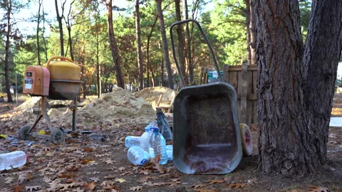 Empty construction site in the forest Stock Footage 256817540
