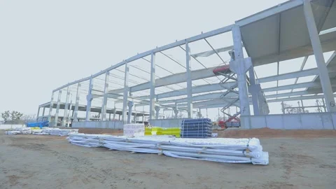 Empty construction site. Modern building site. Modern building Stock Footage 193465607