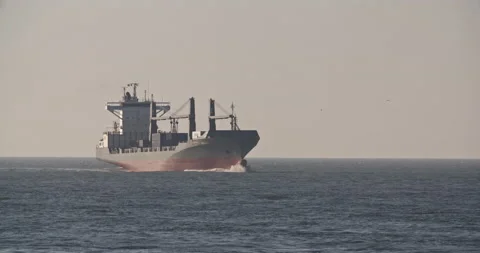 Empty Container Ship at Sea Stock Footage 130402542