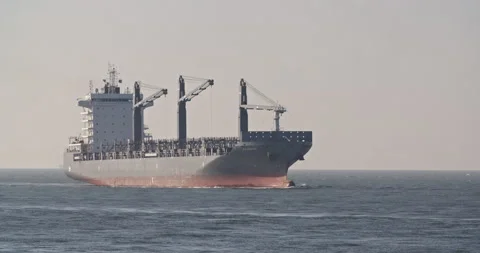 Empty Container Ship at Sea Stock Footage 132344339