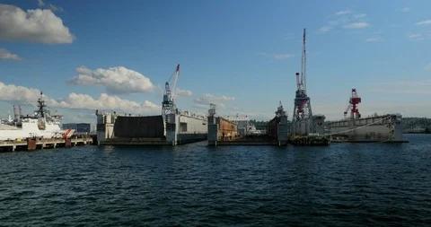 Empty container ships in shipyard Stock Footage 95385694