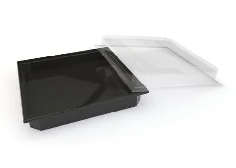 Empty container with a transparent lid for sushi, Japanese rolls and other pr Stock Illustration