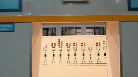 Empty control room with computer screens Stock Footage 97845877