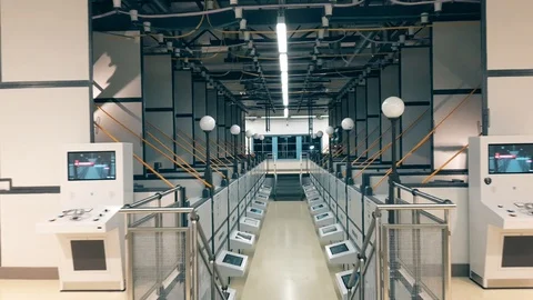 Empty control room with computer screens Video stock 97890327