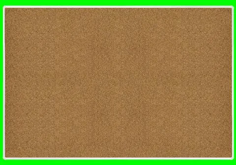 An empty cork board in a plastic frame, on a green background for cutting, is Stock Photos