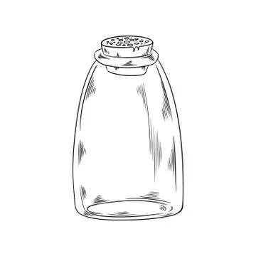Empty corked jar black and white bottle doodle Illustrazione stock