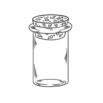 Empty corked jar bottle black and white doodle Stock Illustration