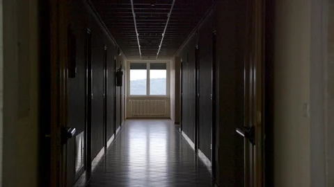 Empty corridor of building Stock Footage 89973340