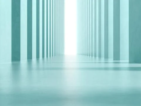 Empty corridor with columns 3D rendering Stock Illustration