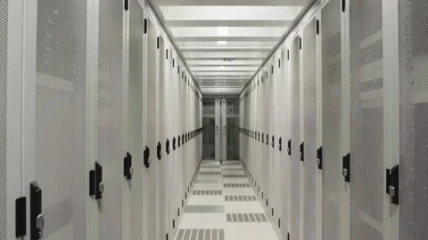 Empty corridor of a Dutch datacenter Stock Footage 294987486