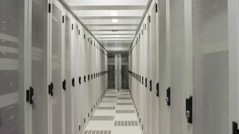 Empty corridor of a Dutch datacenter Stock Footage 294987490